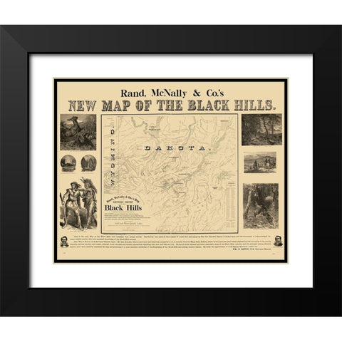 South Dakota Black Hills - Rand McNally 1877  Black Modern Wood Framed Art Print with Double Matting by Rand McNally