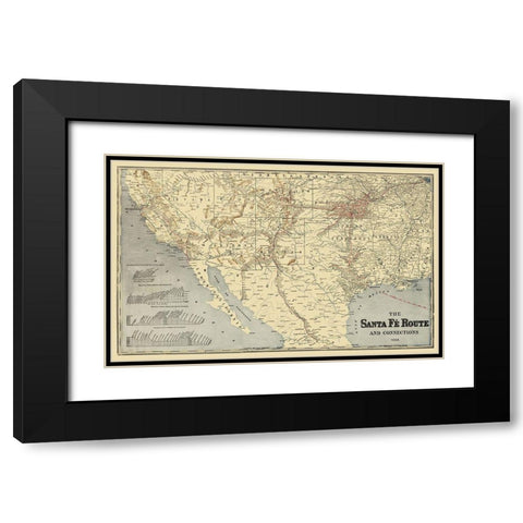 Santa Fe Route and Connections 1888 Black Modern Wood Framed Art Print with Double Matting by Rand McNally