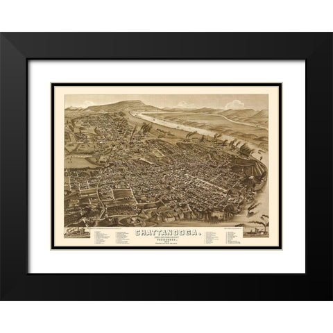Chattanooga Tennessee - Wellge 1886  Black Modern Wood Framed Art Print with Double Matting by Wellge