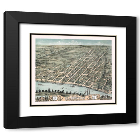 Clarksville Tennessee - Stoner 1870  Black Modern Wood Framed Art Print with Double Matting by Stoner