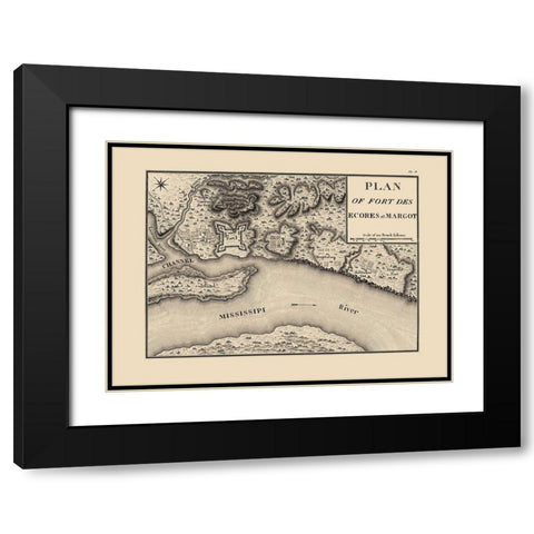 Fort Des Escores, Margot Tennessee - Collot 1796 Black Modern Wood Framed Art Print with Double Matting by Collot
