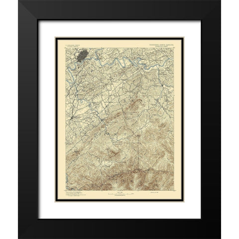 Knoxville Tennessee North Carolina Sheet Black Modern Wood Framed Art Print with Double Matting by USGS