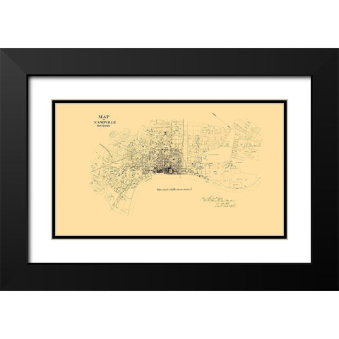Nashville Tennessee Landowner - Poe 1864 Black Modern Wood Framed Art Print with Double Matting by Poe