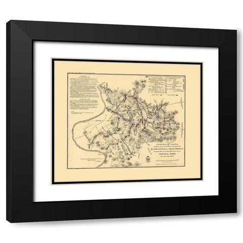 Nashville Tennessee - Peseux 1864  Black Modern Wood Framed Art Print with Double Matting by Peseux