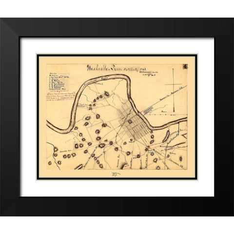 Nashville Tennessee - Blakeslee 1863  Black Modern Wood Framed Art Print with Double Matting by Blakeslee