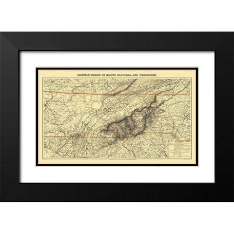 Great Smoky Mountain, Region Tennessee - 1864 Black Modern Wood Framed Art Print with Double Matting by Unknown