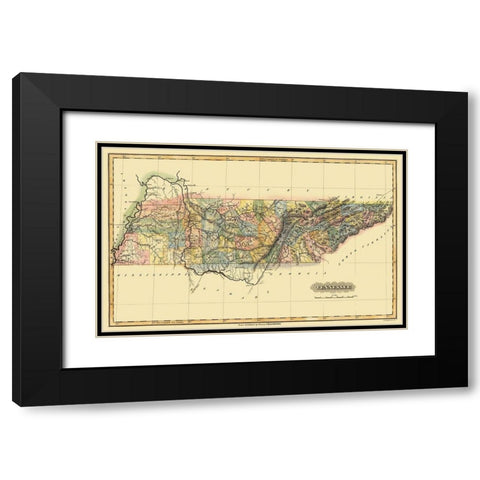 Tennessee - Lucas 1823 Black Modern Wood Framed Art Print with Double Matting by Lucas