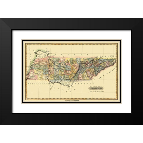 Tennessee - Lucas 1823 Black Modern Wood Framed Art Print with Double Matting by Lucas
