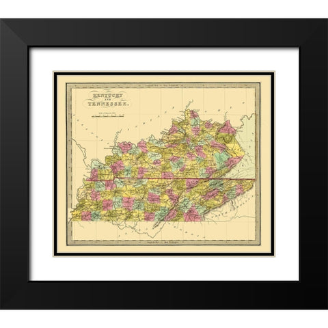 Kentucky, Tennessee - Brattleboro 1840 Black Modern Wood Framed Art Print with Double Matting by Brattleboro