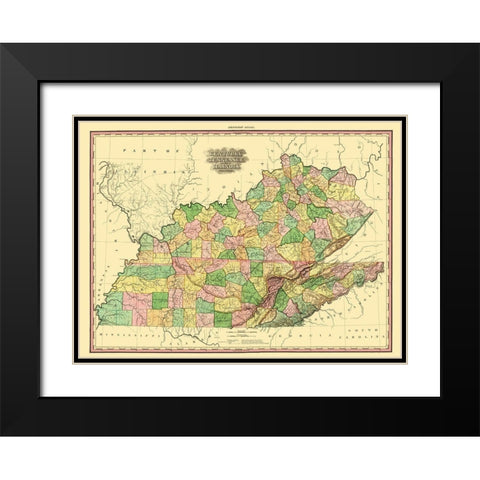 Kentucky, Tennessee, Part of Illinois - Tanner Black Modern Wood Framed Art Print with Double Matting by Tanner