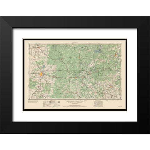 Abilene Texas Quad - USGS 1954 Black Modern Wood Framed Art Print with Double Matting by USGS