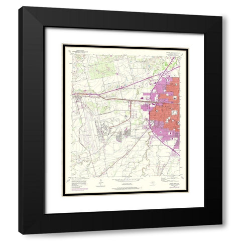 West Abilene Texas Quad - USGS 1957 Black Modern Wood Framed Art Print with Double Matting by USGS