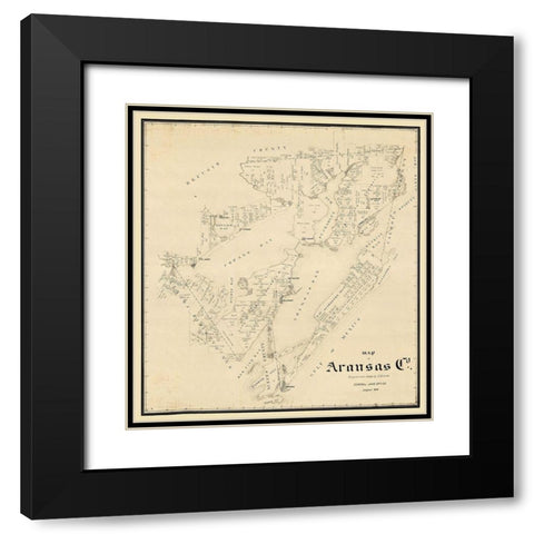 Aransas County Texas - Schutze 1896  Black Modern Wood Framed Art Print with Double Matting by Schutze