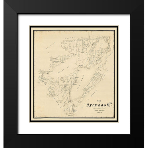 Aransas County Texas - Schutze 1896  Black Modern Wood Framed Art Print with Double Matting by Schutze