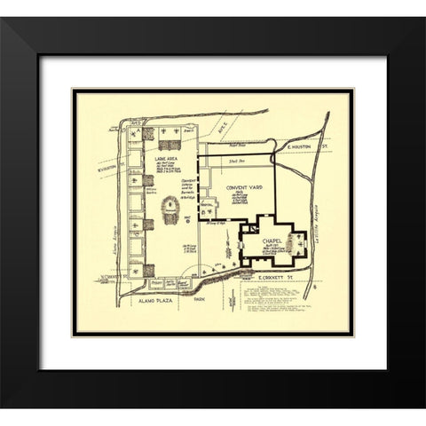 Texas Revolution, Alamo In San Antonio 1836 Black Modern Wood Framed Art Print with Double Matting by Bowie