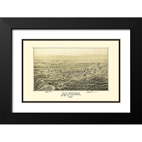 Alvord Texas - Fowler 1890 Black Modern Wood Framed Art Print with Double Matting by Fowler