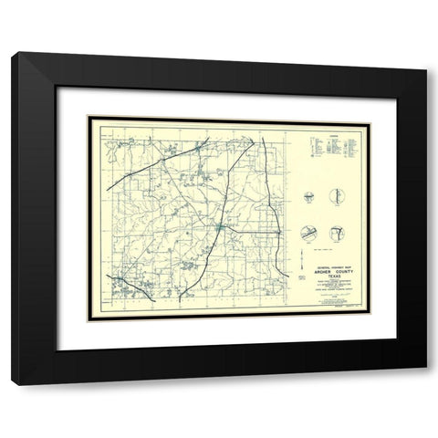 Archer Texas - Highway Dept 1936 Black Modern Wood Framed Art Print with Double Matting by Highway Dept