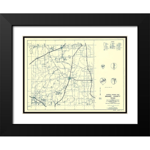 Archer Texas - Highway Dept 1936 Black Modern Wood Framed Art Print with Double Matting by Highway Dept