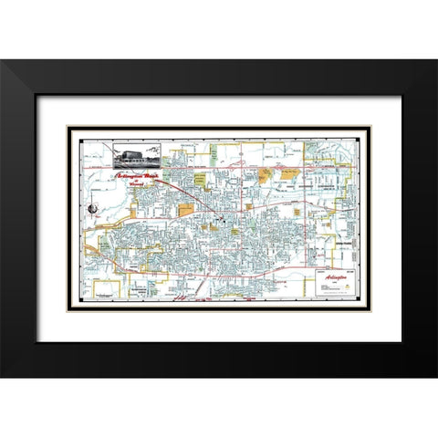 Arlington Texas - Ashburn 1960 Black Modern Wood Framed Art Print with Double Matting by Ashburn