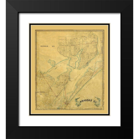 Aransas County Texas - 1883 Black Modern Wood Framed Art Print with Double Matting by Unknown
