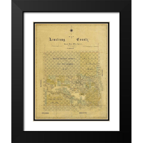 Armstrong County Texas - 1881 Black Modern Wood Framed Art Print with Double Matting by Unknown
