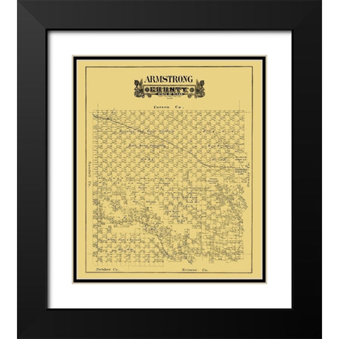 Armstrong County Texas - 1888 Black Modern Wood Framed Art Print with Double Matting by Unknown
