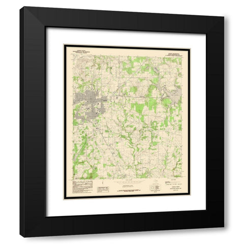 Athens Texas Quad - USGS 1984 Black Modern Wood Framed Art Print with Double Matting by USGS