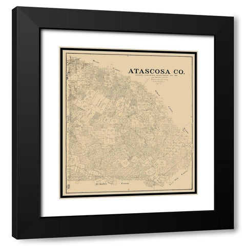 Atascosa County Texas - Rosenberg 1894  Black Modern Wood Framed Art Print with Double Matting by Rosenberg