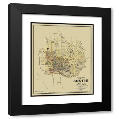 Austin Texas Landowner - Ford 1885 Black Modern Wood Framed Art Print with Double Matting by Ford