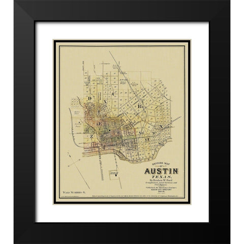 Austin Texas Landowner - Ford 1885 Black Modern Wood Framed Art Print with Double Matting by Ford
