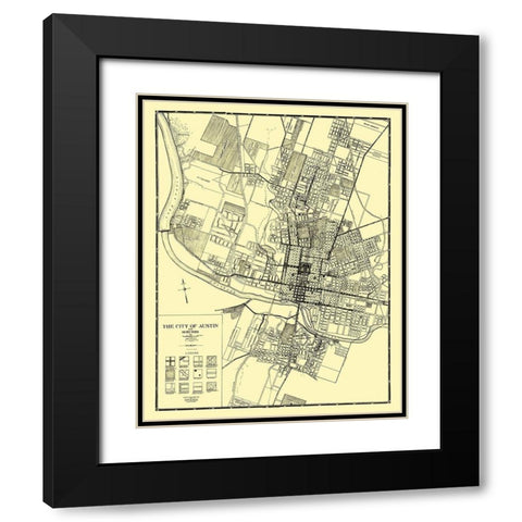 Austin, Suburbs Texas - Penick 1925 Black Modern Wood Framed Art Print with Double Matting by Penick