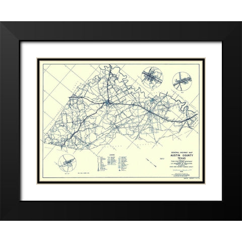 Austin Texas Highway - Highway Dept 1936 Black Modern Wood Framed Art Print with Double Matting by Highway Dept