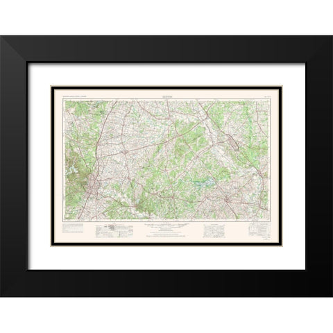 Austin Texas Quad - USGS 1954 Black Modern Wood Framed Art Print with Double Matting by USGS