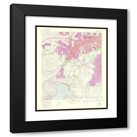 Benbrook Texas Quad - USGS 1969 Black Modern Wood Framed Art Print with Double Matting by USGS