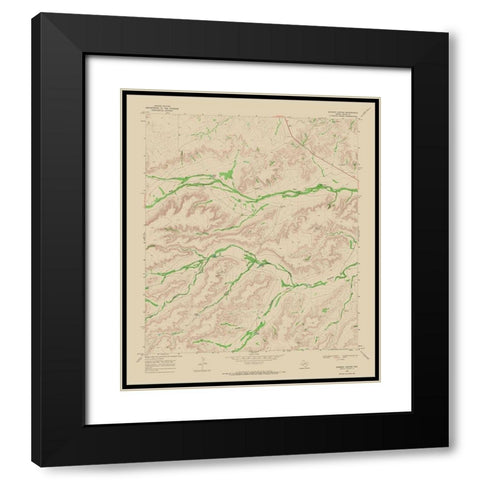 Busher Canyon Texas Quad - USGS 1968 Black Modern Wood Framed Art Print with Double Matting by USGS