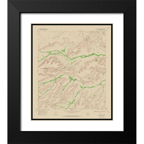 Busher Canyon Texas Quad - USGS 1968 Black Modern Wood Framed Art Print with Double Matting by USGS