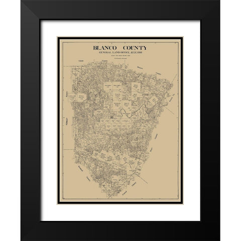 Blanco County Texas - Bramlette 1916  Black Modern Wood Framed Art Print with Double Matting by Bramlette