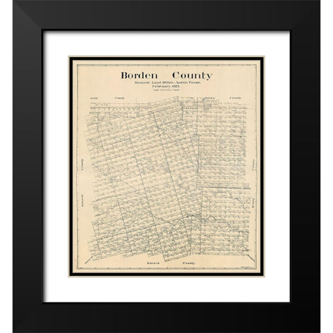 Borden County Texas - Hedick 1922  Black Modern Wood Framed Art Print with Double Matting by Hedick