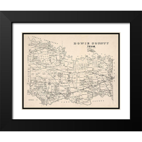 Bowie County Texas - Abrams 1894  Black Modern Wood Framed Art Print with Double Matting by Abrams