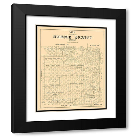 Briscoe County Texas - Walsh 1879  Black Modern Wood Framed Art Print with Double Matting by Walsh