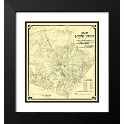 Bexar Texas Landowner - Rullmann 1897 Black Modern Wood Framed Art Print with Double Matting by Rullmann
