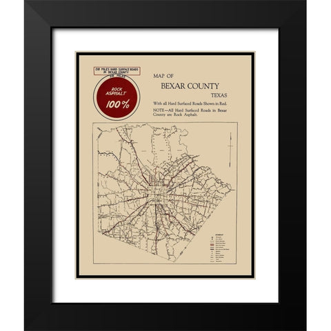 Bexar Texas Road - 1923 Black Modern Wood Framed Art Print with Double Matting by Unknown