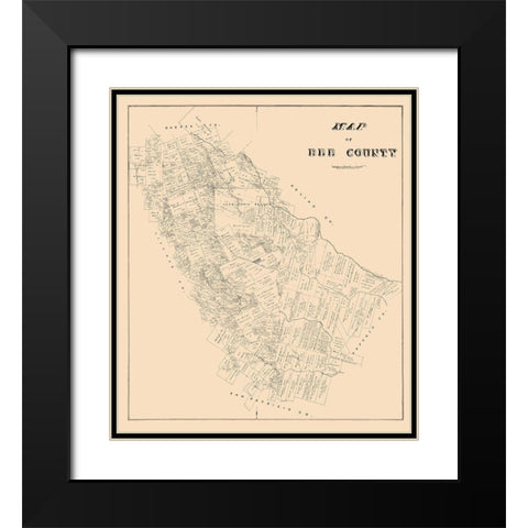 Bee County Texas - 1879 Black Modern Wood Framed Art Print with Double Matting by Unknown