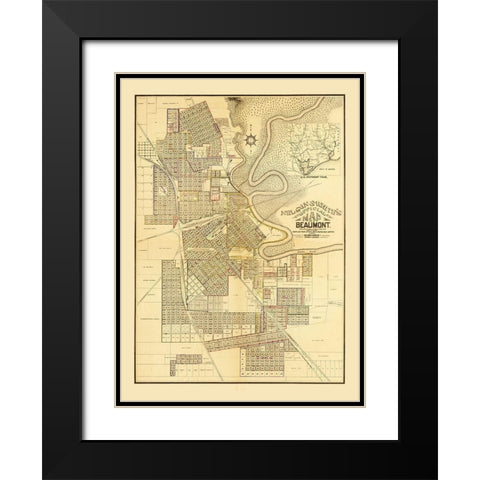 Beaumont Texas - White 1902  Black Modern Wood Framed Art Print with Double Matting by White