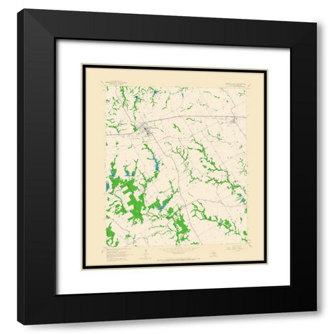 Blooming Grove Texas Quad - USGS 1965 Black Modern Wood Framed Art Print with Double Matting by USGS