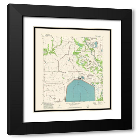 South East Blessing Texas Quad - USGS 1954 Black Modern Wood Framed Art Print with Double Matting by USGS