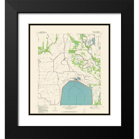 South East Blessing Texas Quad - USGS 1954 Black Modern Wood Framed Art Print with Double Matting by USGS