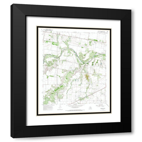 Bomarton Texas Quad - USGS 1966 Black Modern Wood Framed Art Print with Double Matting by USGS