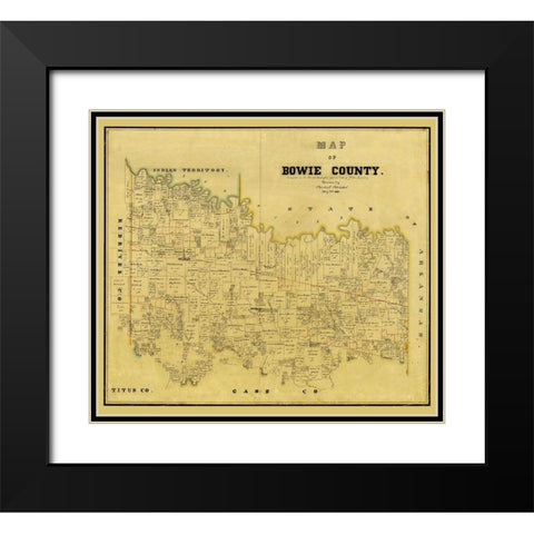 Bowie County Texas - Rosenberg 1860 Black Modern Wood Framed Art Print with Double Matting by Rosenberg