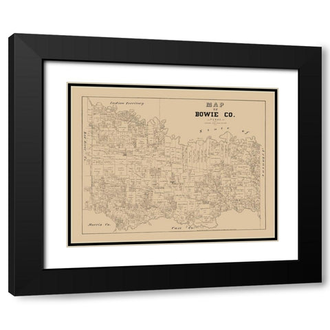 Bowie County Texas - Walsh 1879 Black Modern Wood Framed Art Print with Double Matting by Walsh